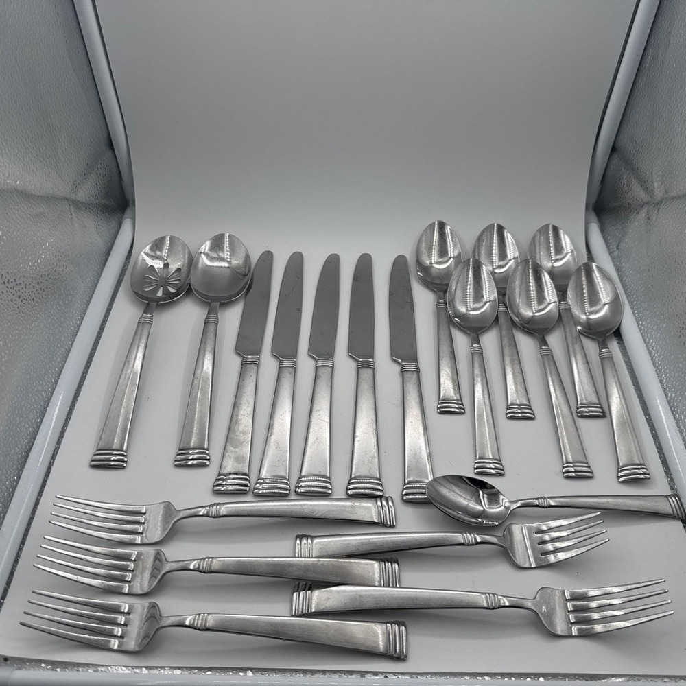 Pfaltzgraff Stainless Steel Parker Frost Mixed Lot 19 Pieces